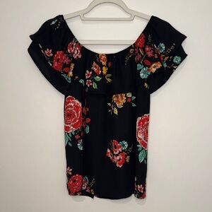 Xhilaration Black Floral Blouse